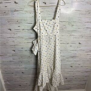 Prose & Poetry polka dot white ruffle dress size medium